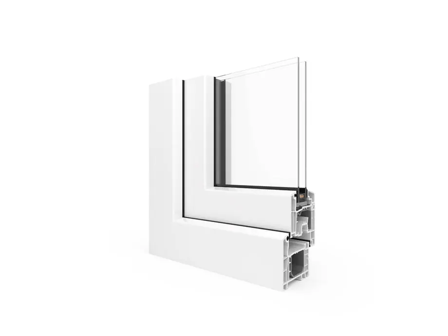 Querschnitt des Profils Ideal 4000 mit fünf Kammern und einer Bautiefe von 70 mm.